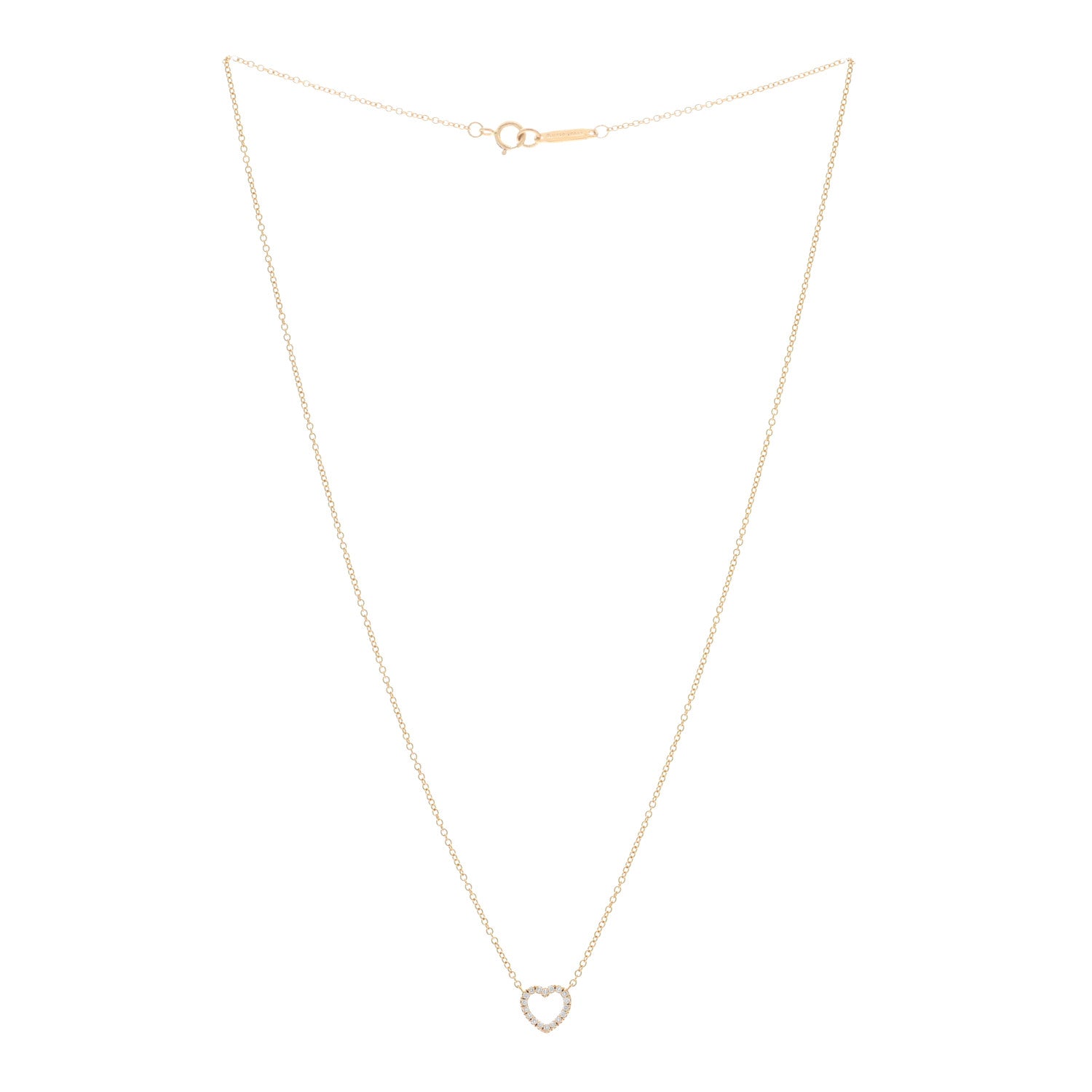 Tiffany 18K Rose Gold Diamond Metro Heart Pendant Necklace 3 of 5