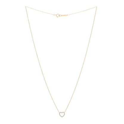 Tiffany 18K Rose Gold Diamond Metro Heart Pendant Necklace 3 of 5