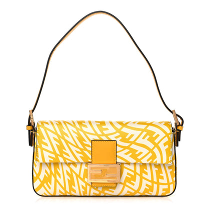 Fendi X SARAH COLEMAN Glazed Canvas Vitello King FF Vertigo Baguette 1997 Mimosa White 1 of 9
