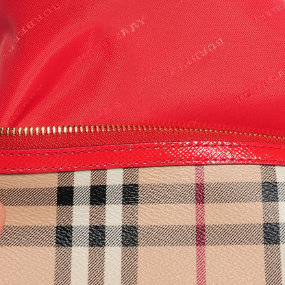 Burberry Haymarket Check Small Peyton Crossbody Clutch Bag Coral Red 13 of 14