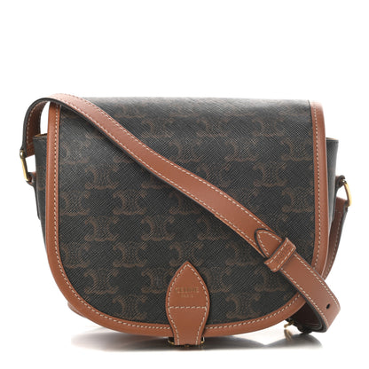 Celine Triomphe Canvas Medium Folco Bag Tan 1 of 10