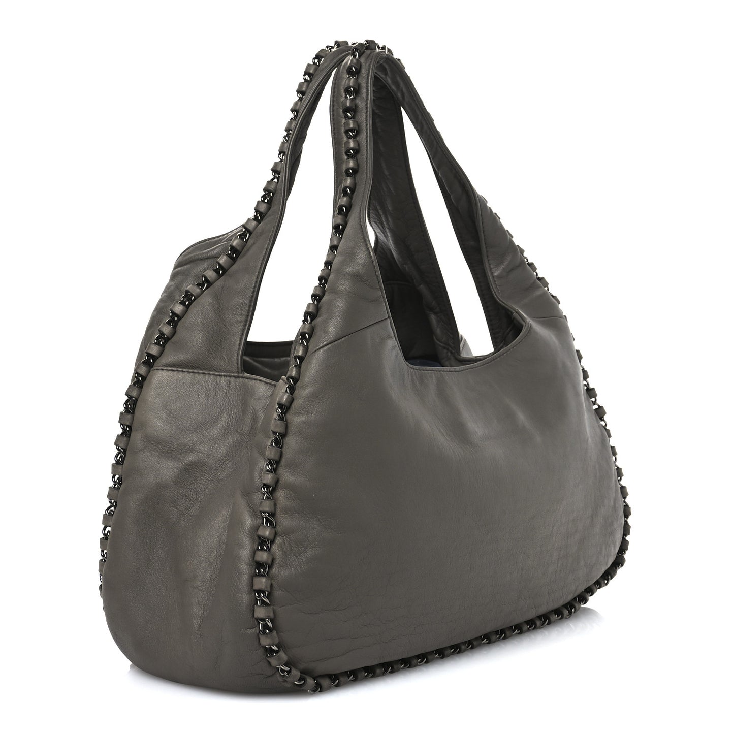 Lambskin Chain Hobo Grey