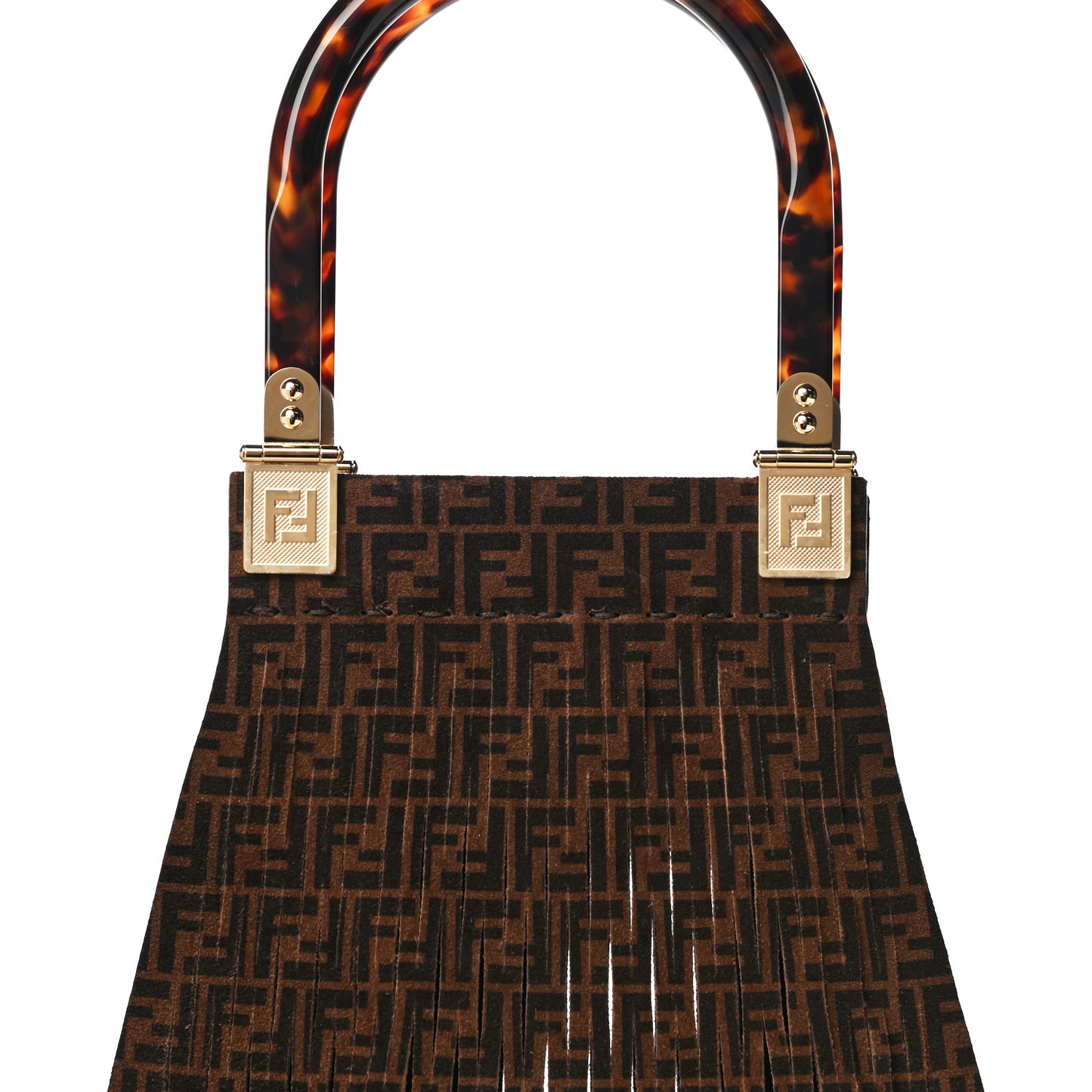 Suede Plexiglass FF Mesh Fendi Sunny Tote Bag Sigaro Moro