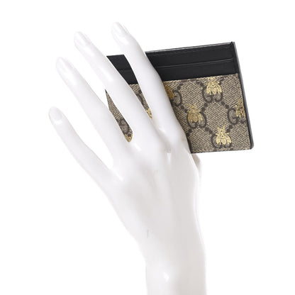 Gucci GG Supreme Monogram Bees Card Holder Black 2 of 7