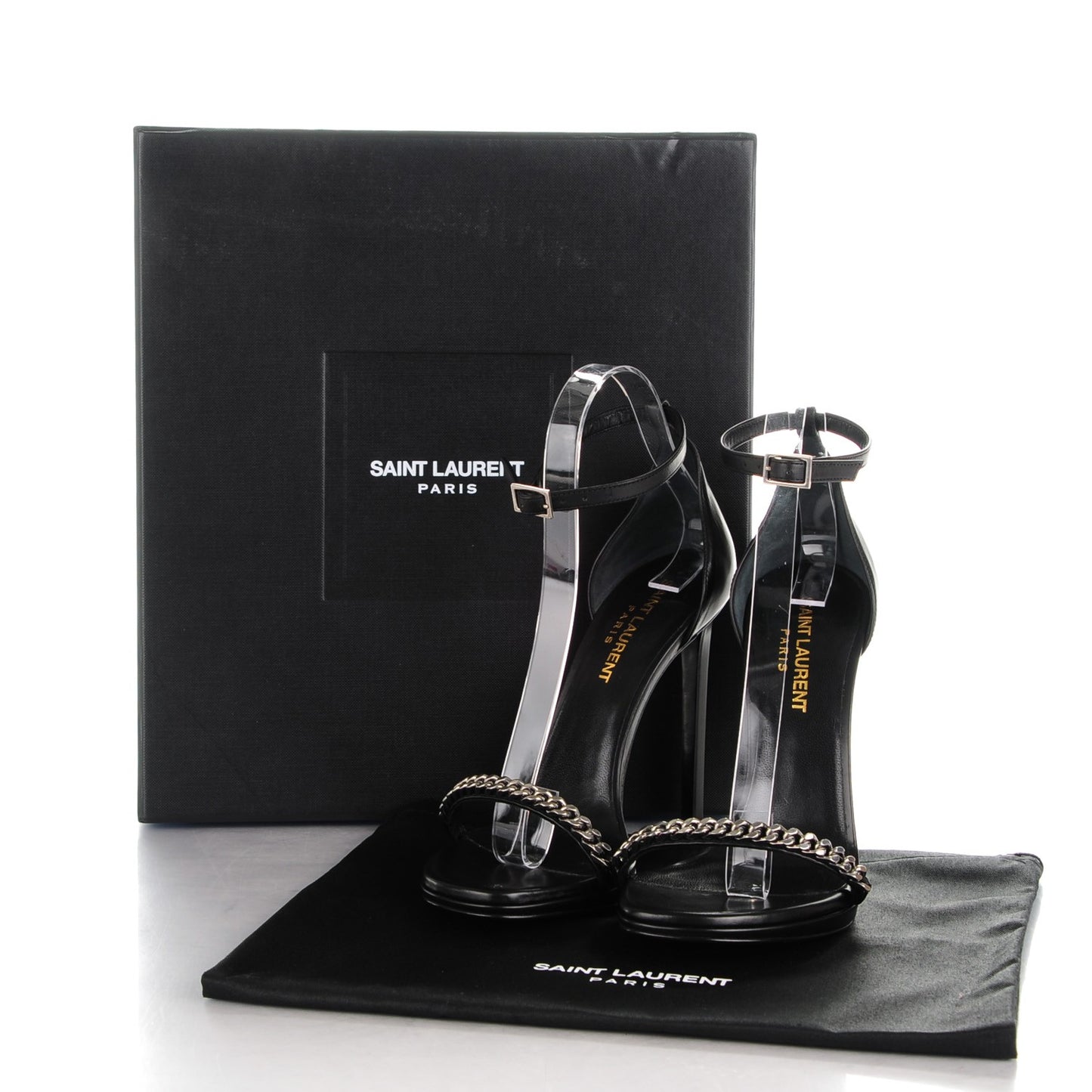 Calfskin Chain Jane 110 Ankle Strap Sandals 36 Black