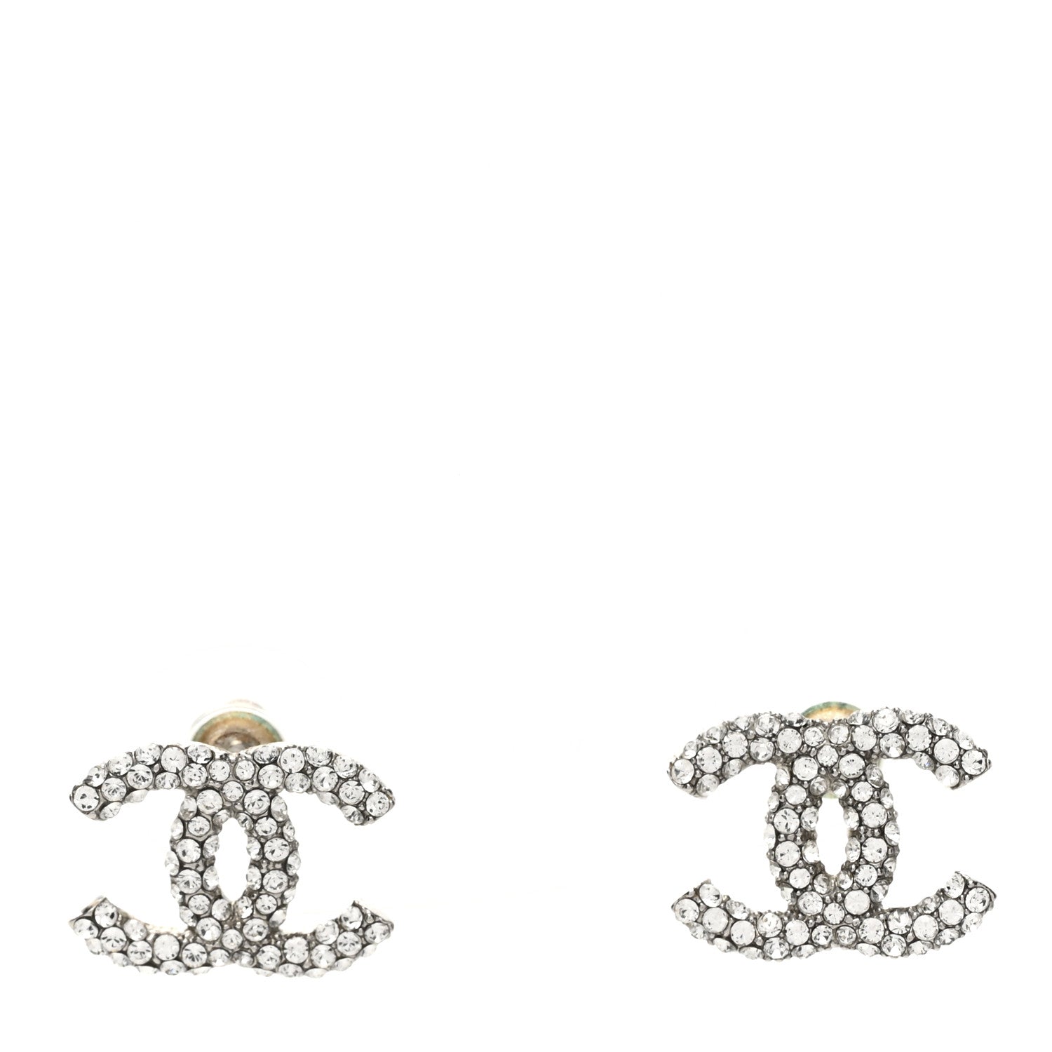 Chanel Crystal CC Earrings Silver 1 of 5