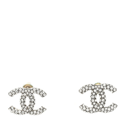 Chanel Crystal CC Earrings Silver 1 of 5
