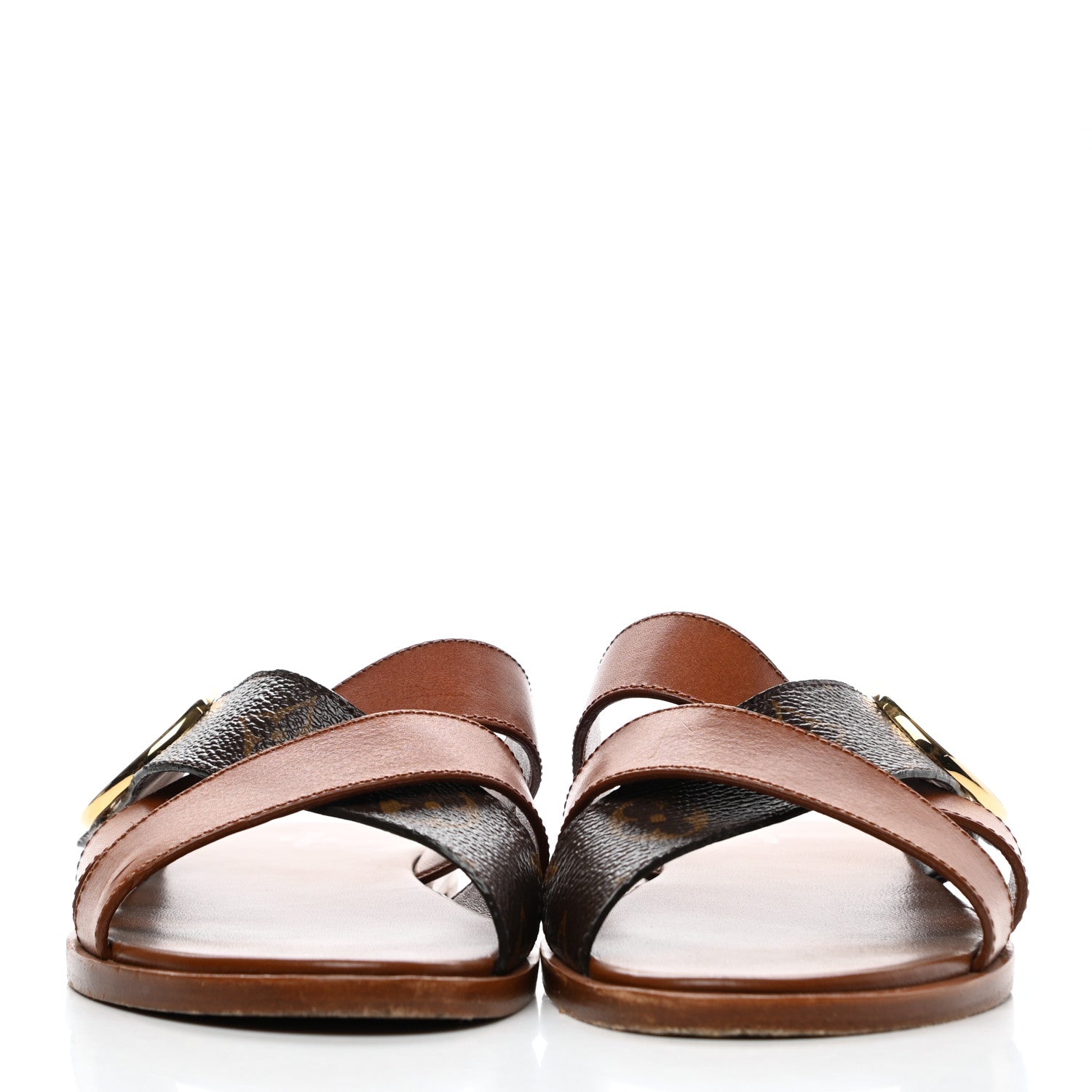 Louis Vuitton Monogram Calfskin Flat Sandals 39 Cognac 2 of 8