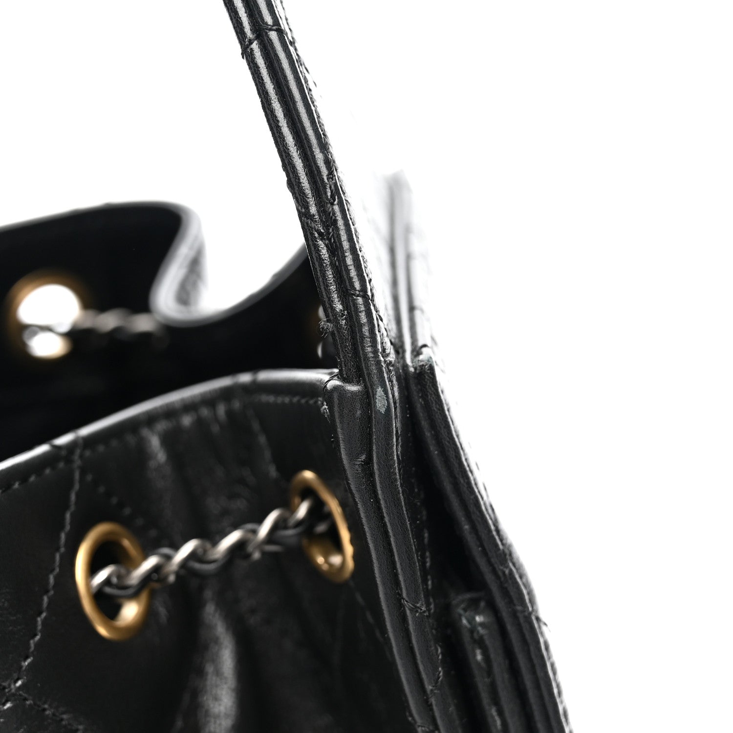 Chanel Shiny Crumpled Calfskin Quilted Small Chanel 25 Handbag Black 14 of 16