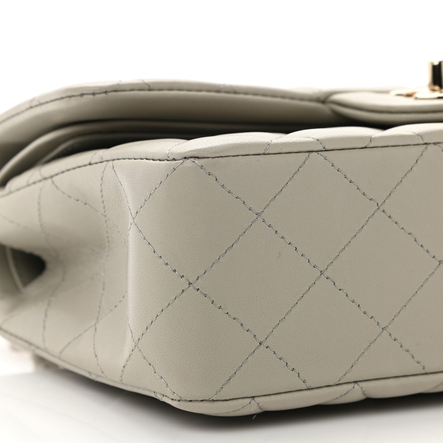 Lambskin Quilted Small Double Flap Grey