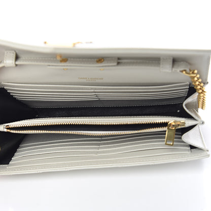 Saint Laurent Grain De Poudre Matelasse Chevron Monogram Chain Wallet Crema Soft 5 of 11