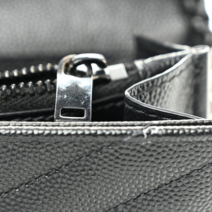 Saint Laurent Grain De Poudre Matelasse Chevron Monogram Monochrome Chain Wallet Black 10 of 11