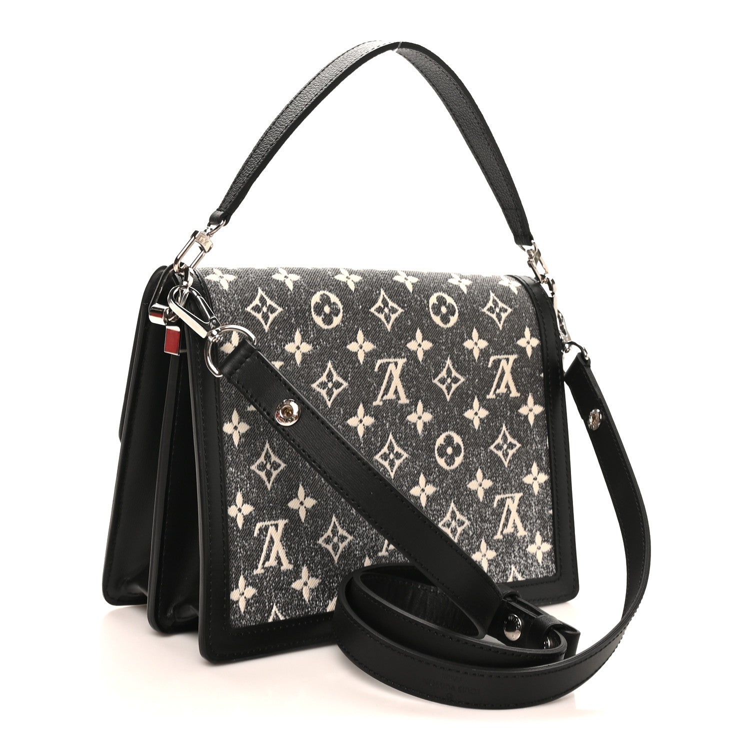 Louis Vuitton Denim Monogram Jacquard Dauphine MM Black 2 of 9