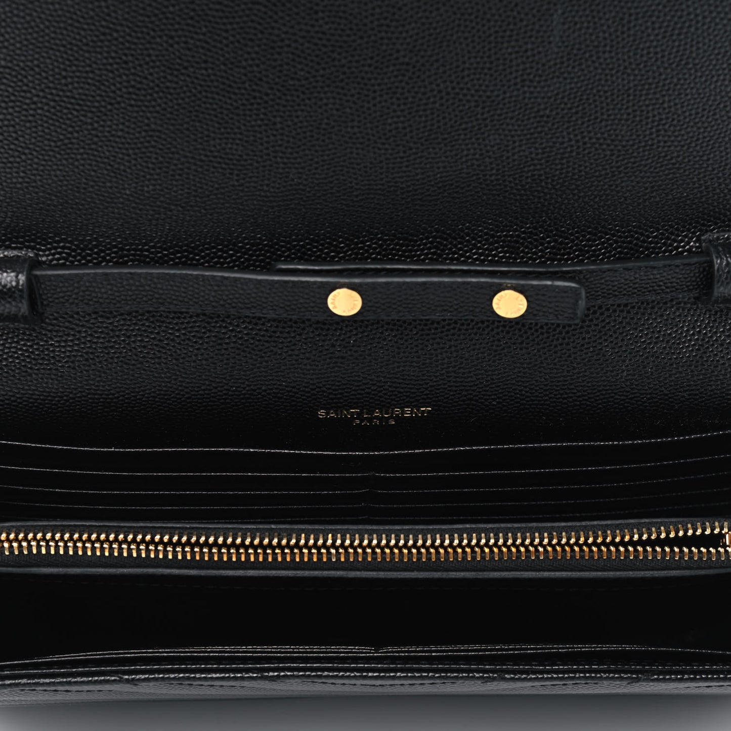 Grain De Poudre Matelasse Chevron Monogram Chain Wallet Black