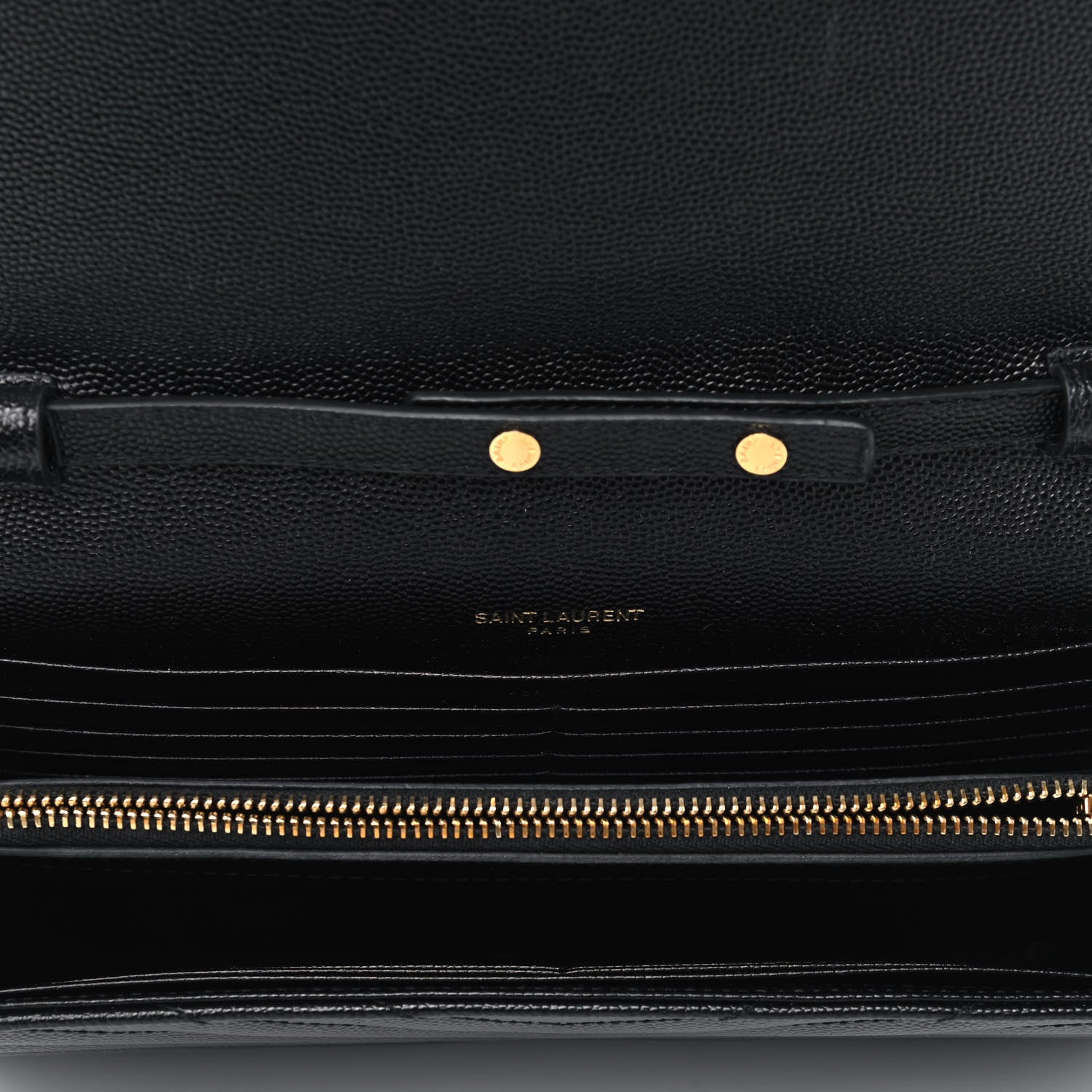 Saint Laurent Grain De Poudre Matelasse Chevron Monogram Chain Wallet Black 4 of 4