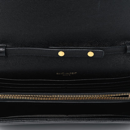 Saint Laurent Grain De Poudre Matelasse Chevron Monogram Chain Wallet Black 4 of 4