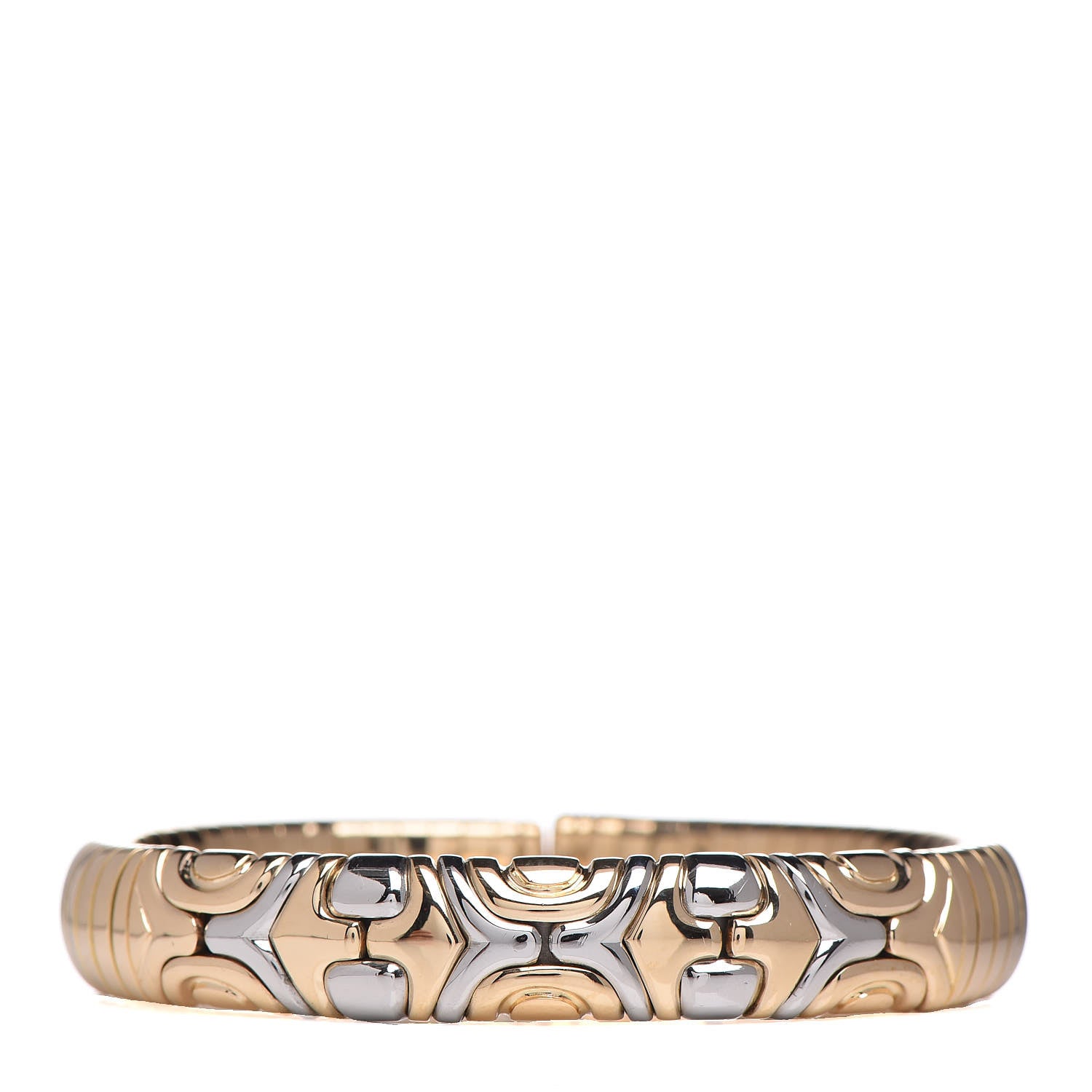 Bulgari 18K Yellow Gold Stainless Steel 10mm Parentesi Bracelet 1 of 4