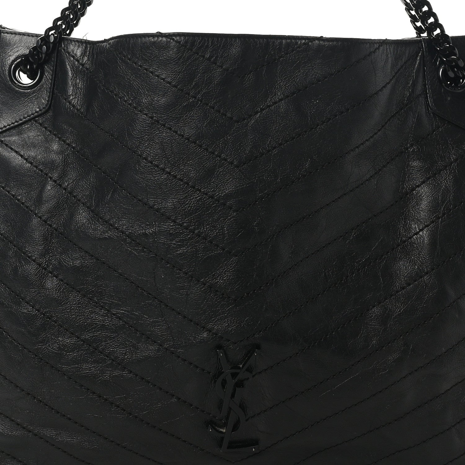 Saint Laurent Crinkled Calfskin Matelasse Monogram Large Niki Shopper Tote Black 8 of 10