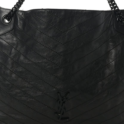 Saint Laurent Crinkled Calfskin Matelasse Monogram Large Niki Shopper Tote Black 8 of 10