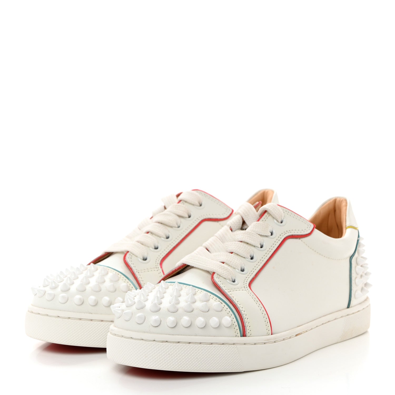 Christian Louboutin Calfskin Spikes Womens Vieira 2 Flat Sneakers 35.5 White 3 of 8