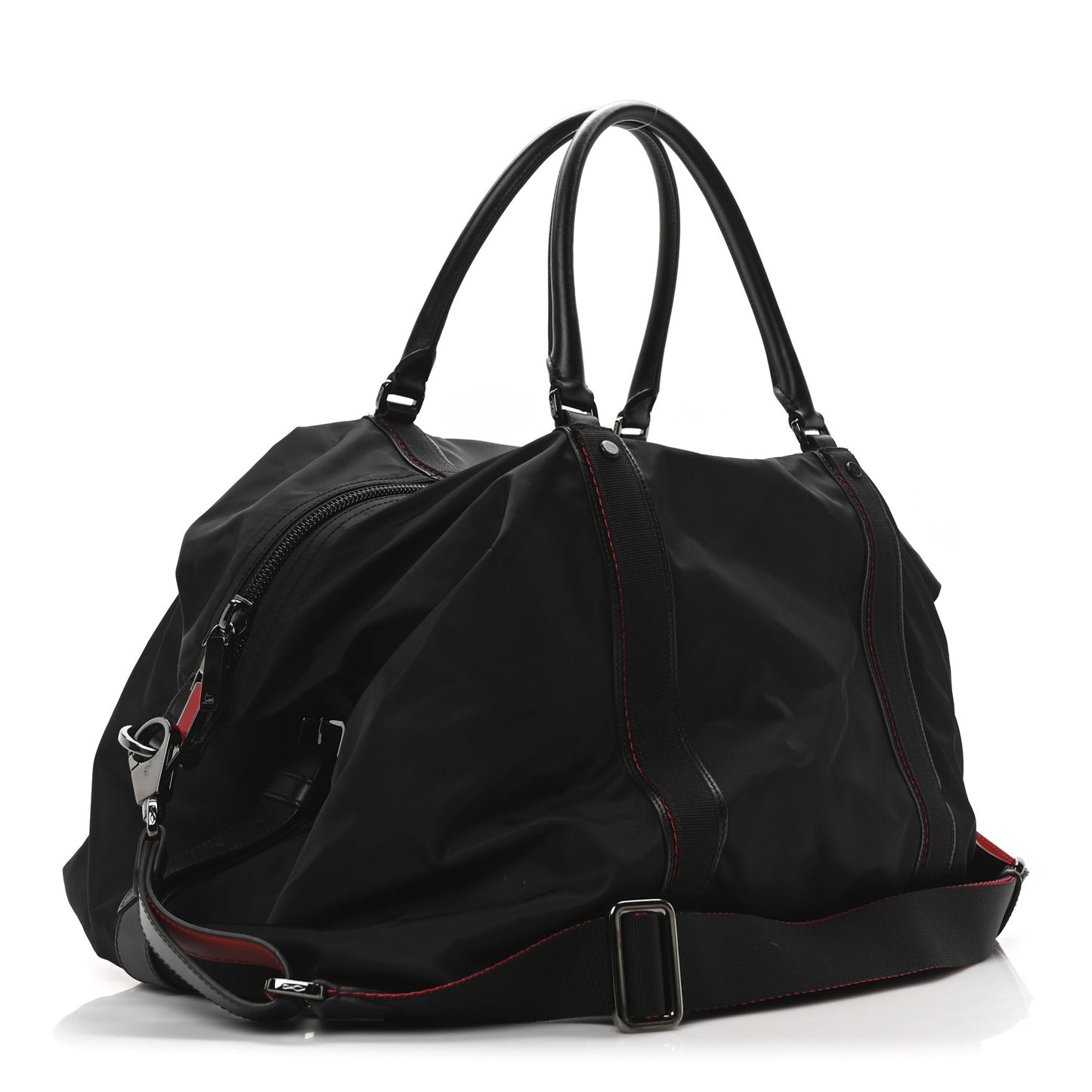 Nylon Calfskin Paris Loubcity Weekender Black Gunmetal