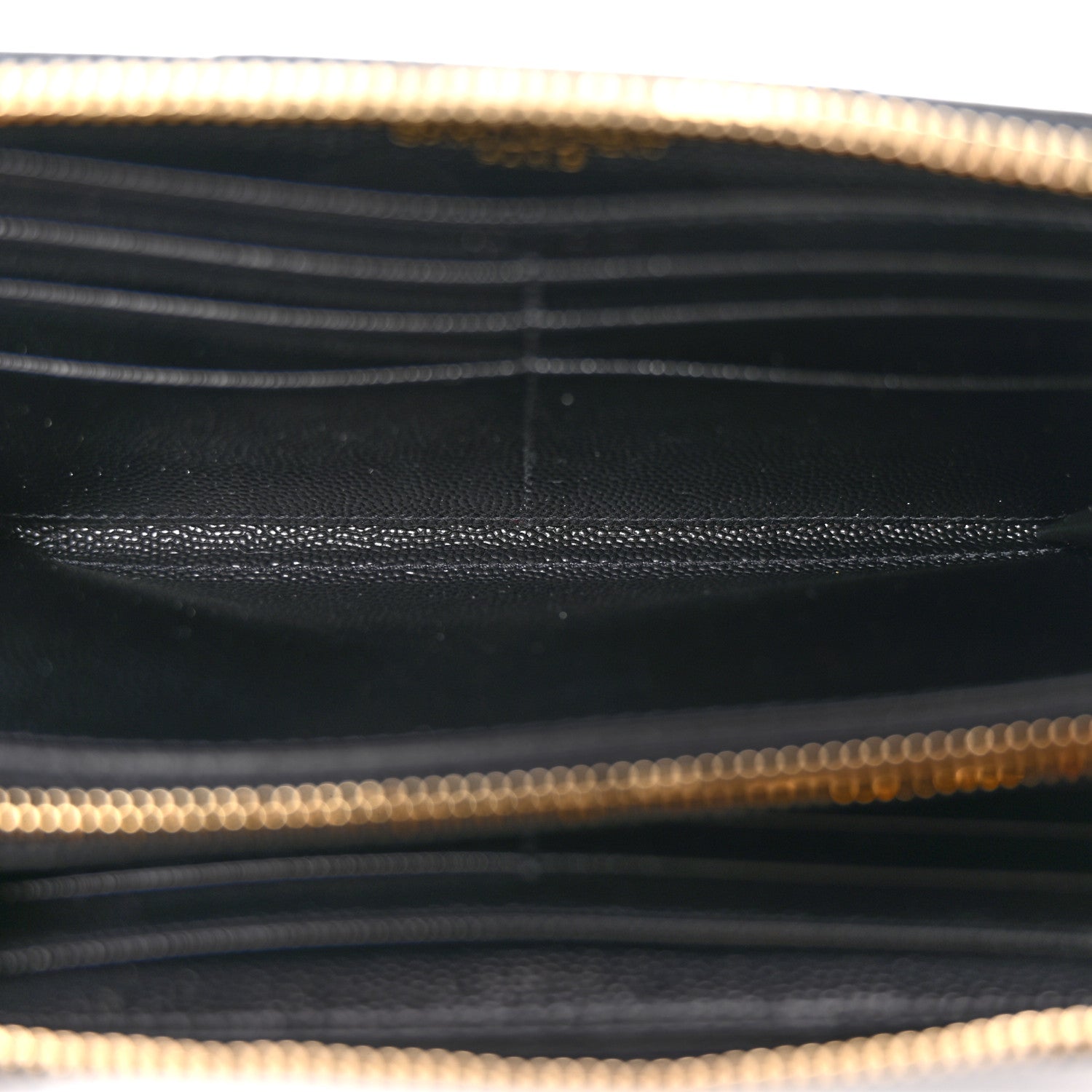 Saint Laurent Grain De Poudre Matelasse Chevron Monogram Zip Around Wallet Black 9 of 14