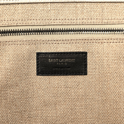 Saint Laurent Linen Calfskin Rive Gauche Tote Optic White 6 of 14