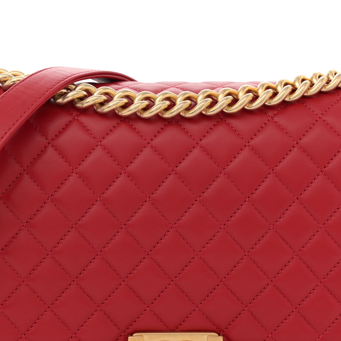 Lambskin Quilted New Medium Boy Flap Red