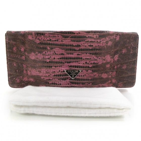 Prada Lizard Clutch Fuchsia 2 of 5