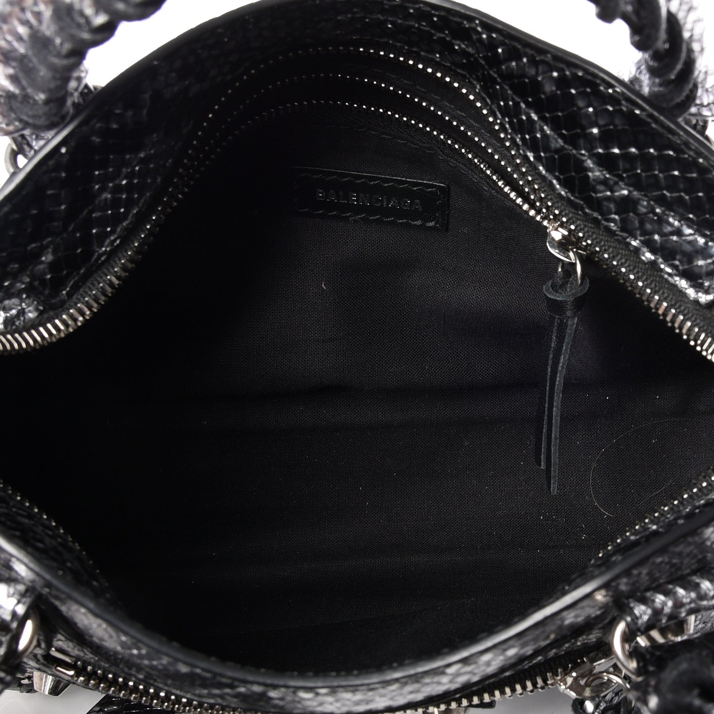 Metallic Calfskin Snakeskin Embossed Classic Silver Hardware Mini City Silver