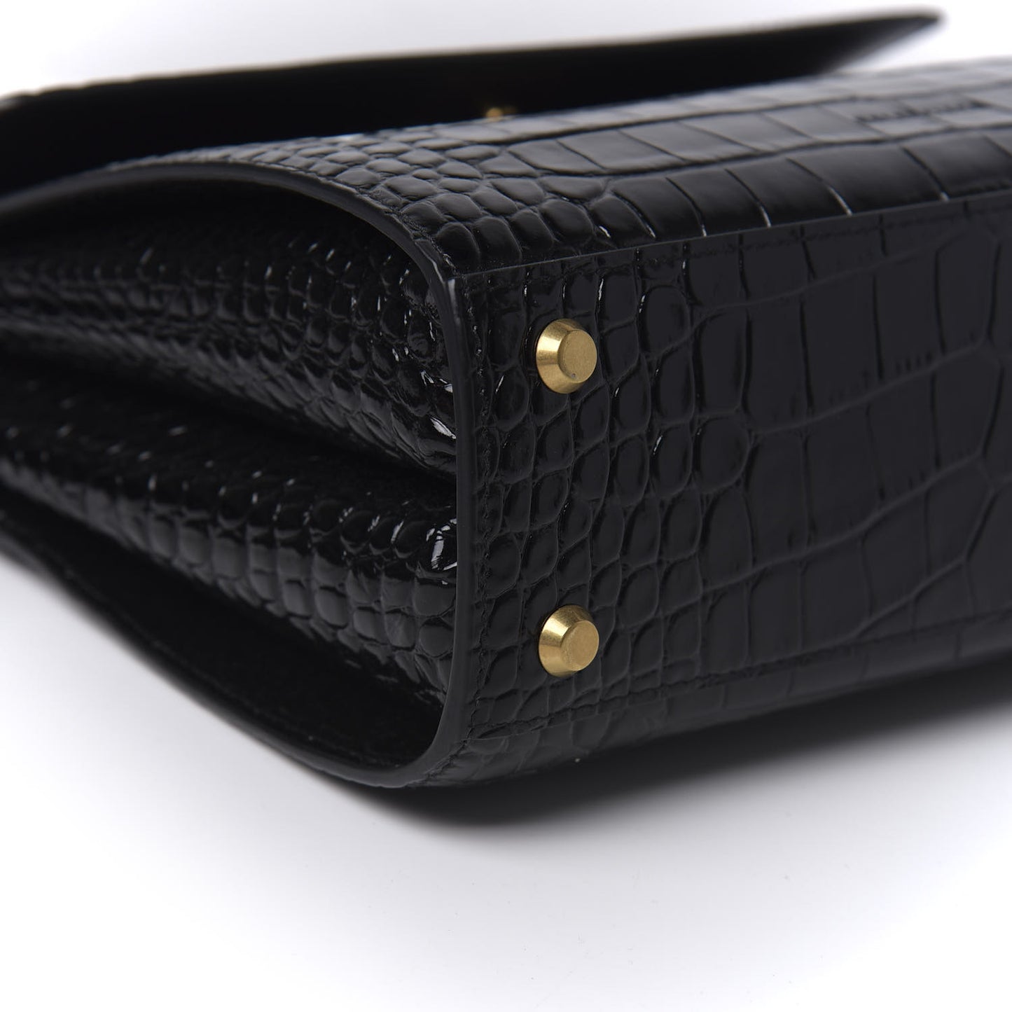 Shiny Calfskin Graffiti Logo Crocodile Embossed Medium Ghost Shoulder Bag Black White