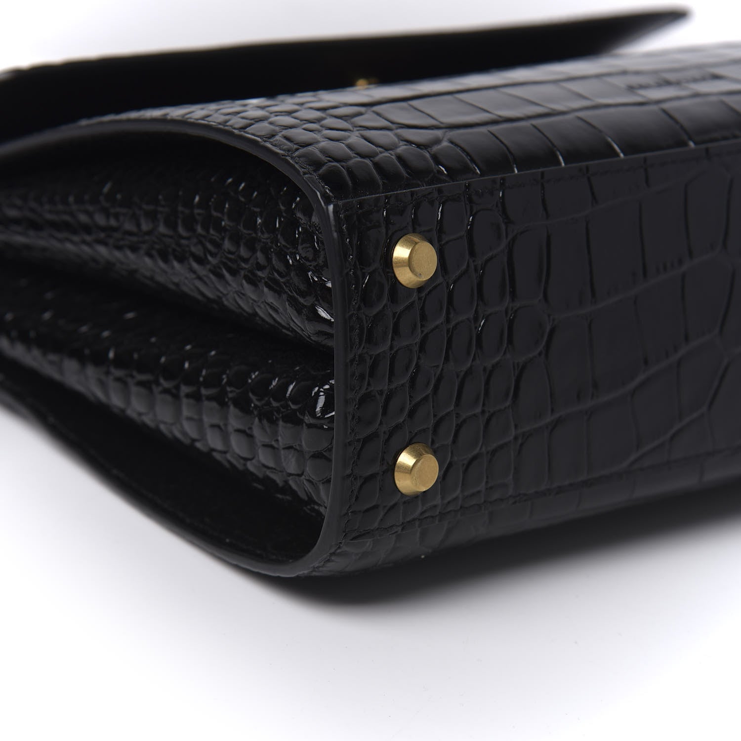 Balenciaga Shiny Calfskin Graffiti Logo Crocodile Embossed Medium Ghost Shoulder Bag Black White 9 of 10