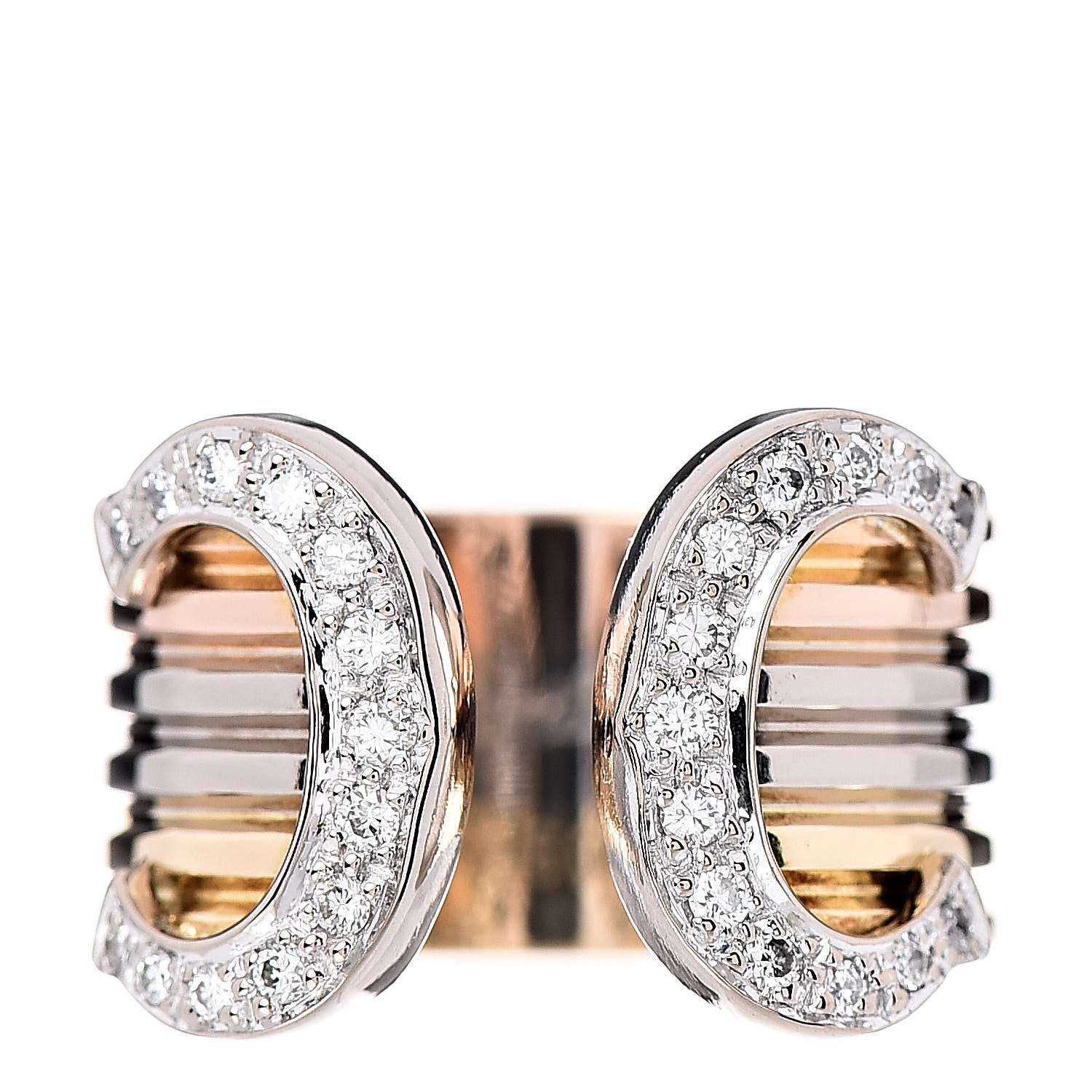 Cartier 18K Pink Yellow White Gold Diamond C De Ring 53 6.25 1 of 4