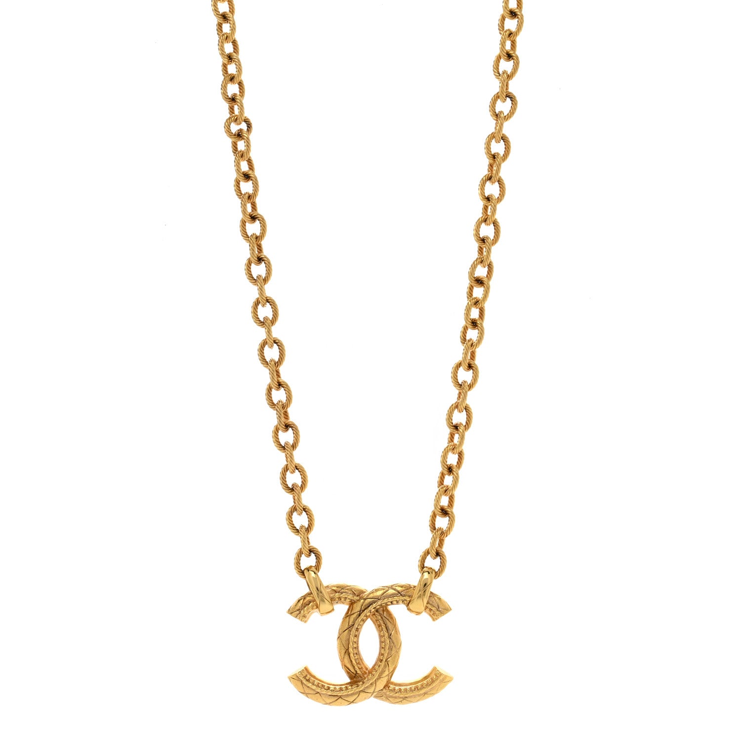 Chanel Metal Quilted CC Necklace Gold 1 of 4