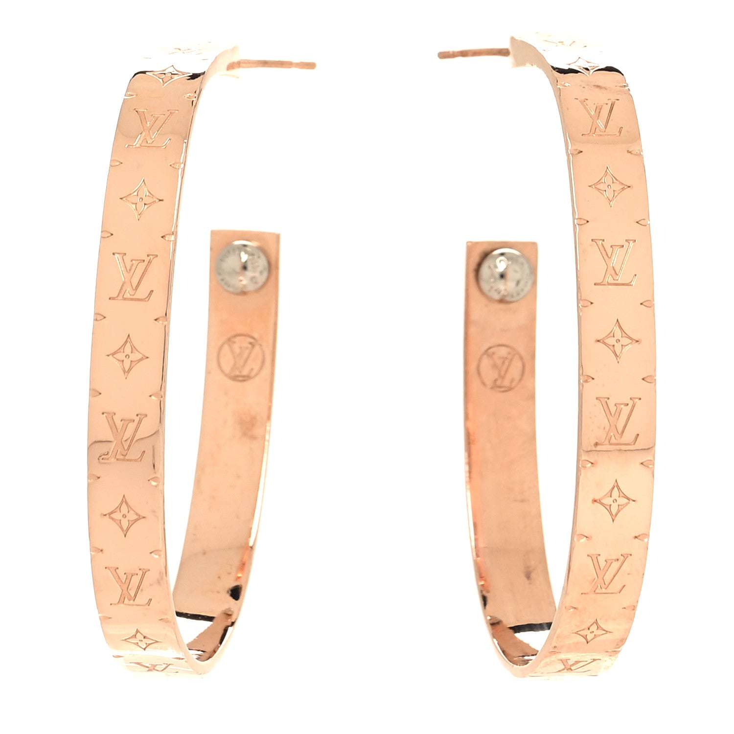 Louis Vuitton Metal Nanogram Hoop Earrings Pink Gold 1 of 5