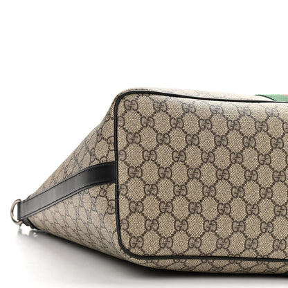 Gucci GG Supreme Monogram Web Medium Zippered Tote Beige Black 9 of 10
