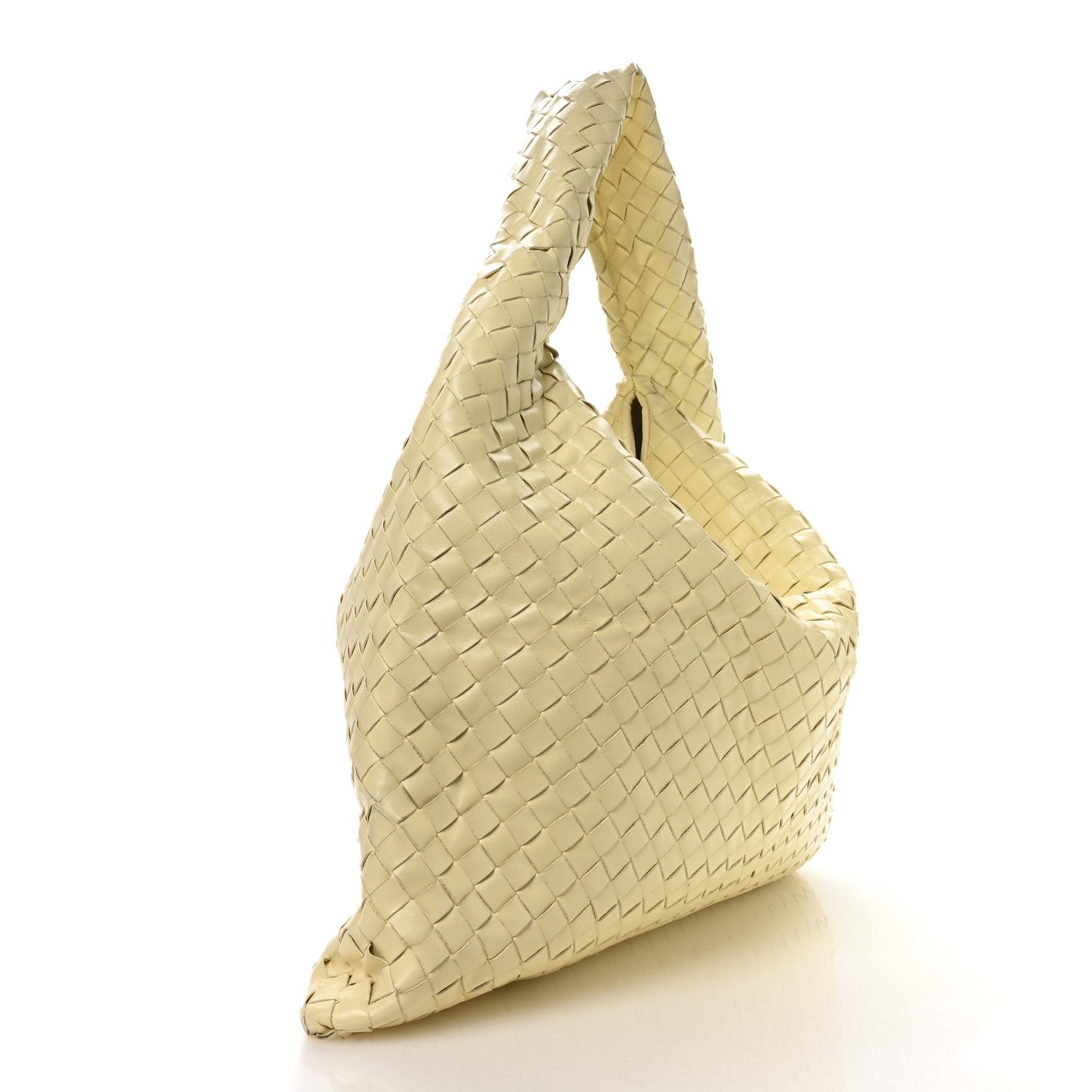 BOTTEGAイエロー 編み込みデザイン バッグ フリンジ付き Bottega Veneta Calfskin Intrecciato Large Hop Camomile 1855085