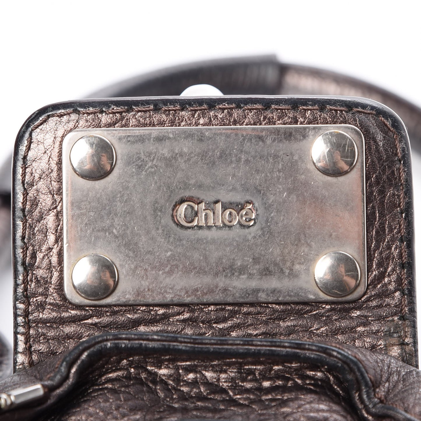 Metallic Calfskin Medium Paddington Satchel Grey