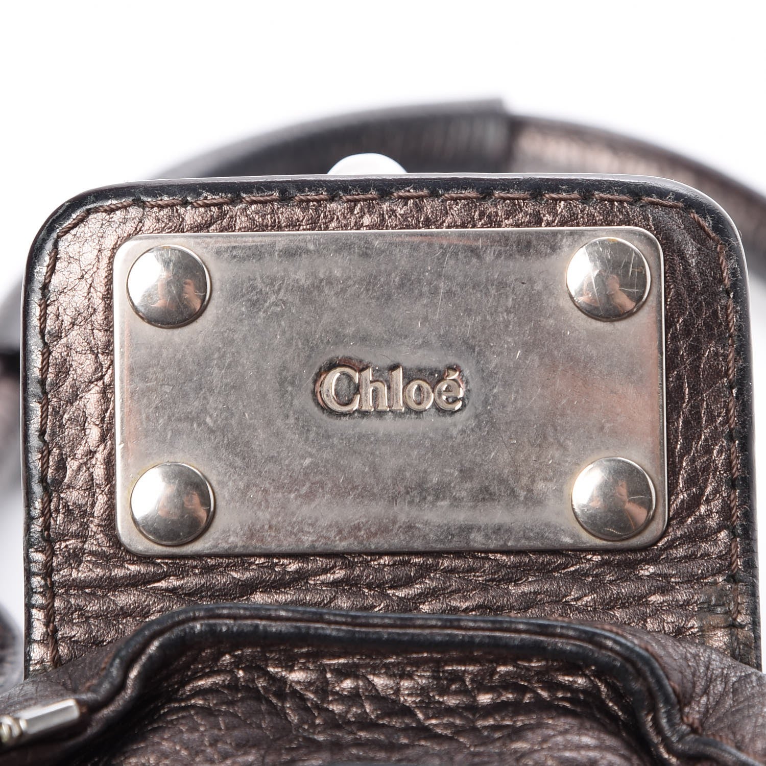 Chloe Metallic Calfskin Medium Paddington Satchel Grey 8 of 17