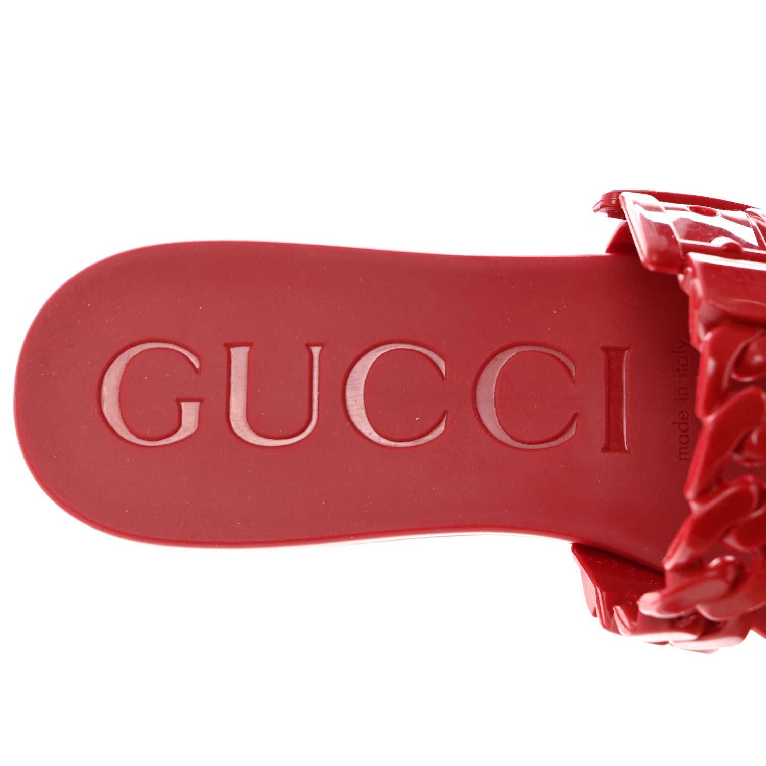 Gucci Rubber Womens Slide Sandals 36 Hibiscus Red 7 of 10
