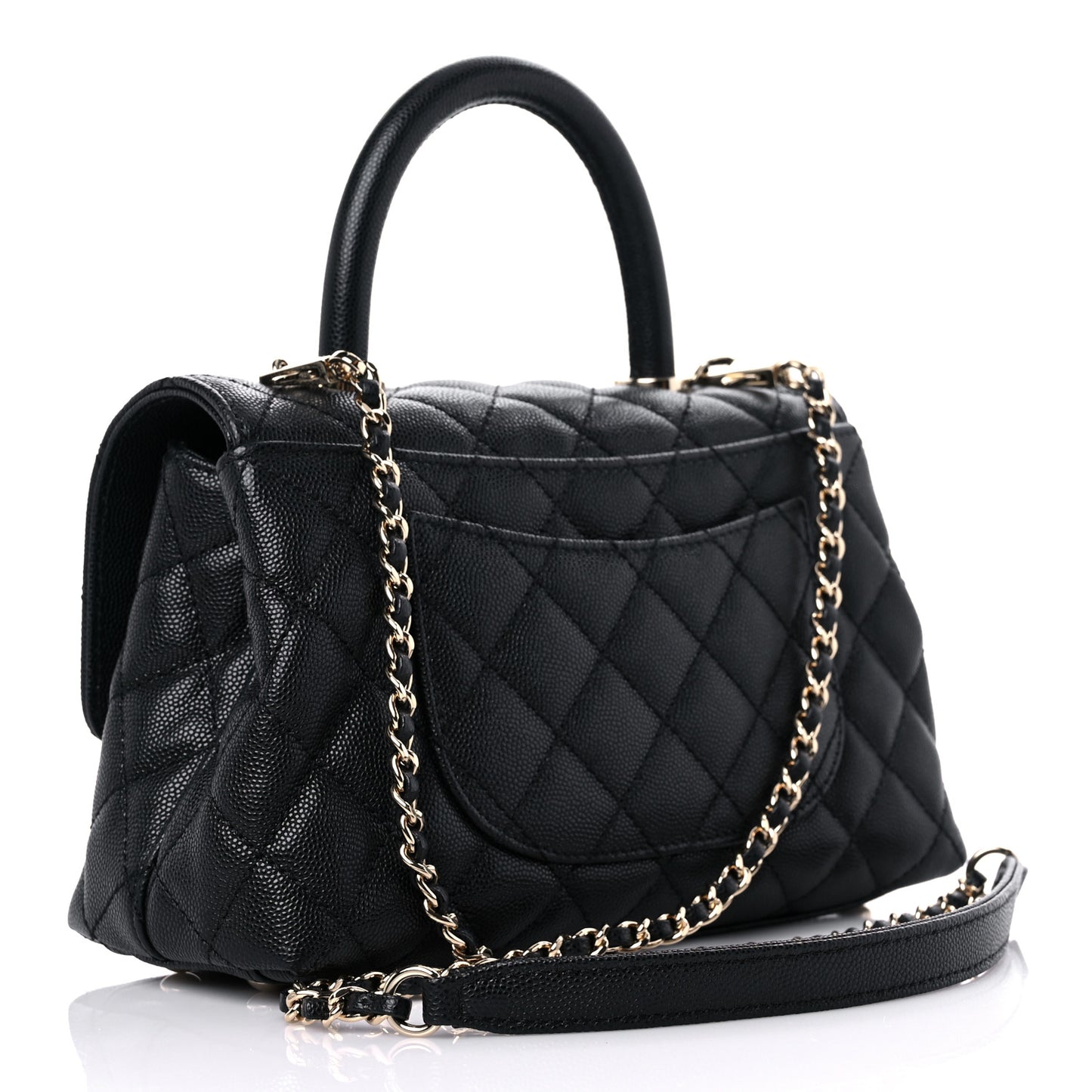 Caviar Quilted Mini Coco Handle Flap Black