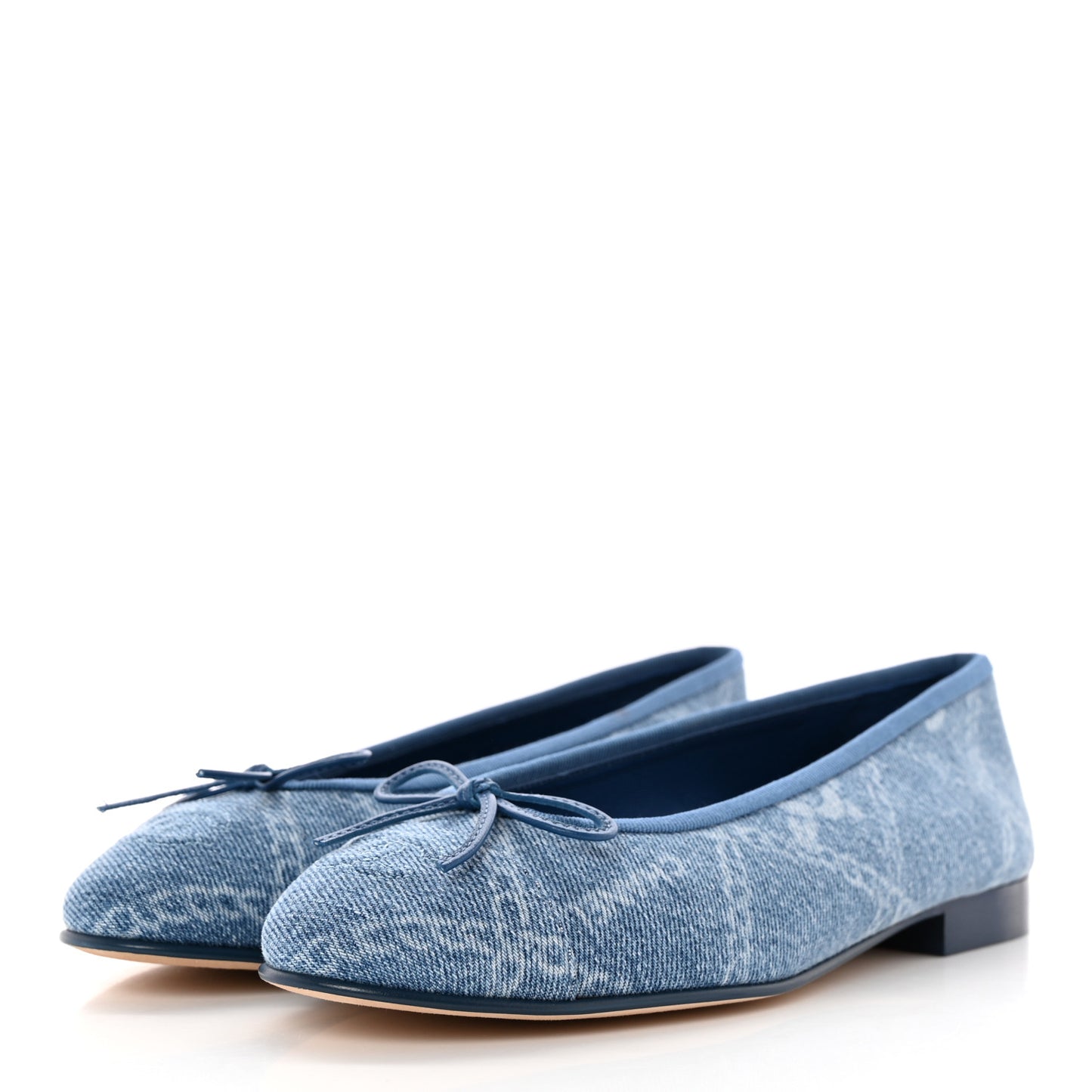 Denim Printed Cap Toe Ballerina Flats 37.5 Blue