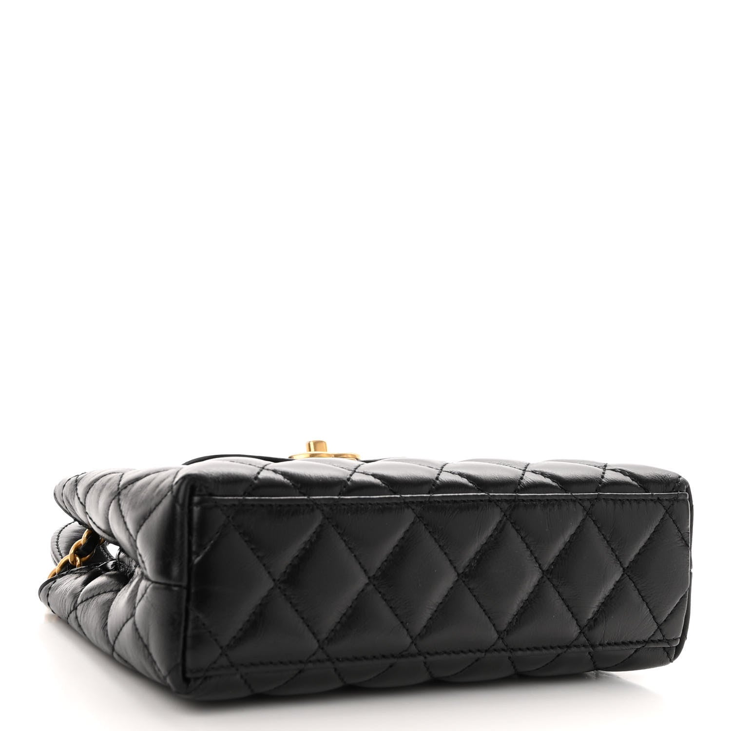 Chanel Shiny Aged Calfskin Quilted Nano Kelly Shopper Black 4 of 9