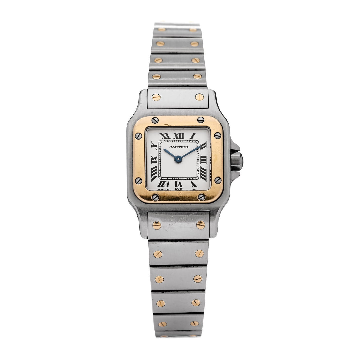 Stainless Steel 18K Yellow Gold 24mm Santos De Cartier Galbee Quartz Watch