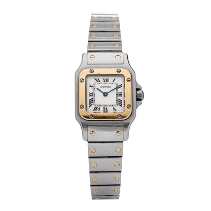 Cartier Stainless Steel 18K Yellow Gold 24mm Santos De Cartier Galbee Quartz Watch 1 of 5