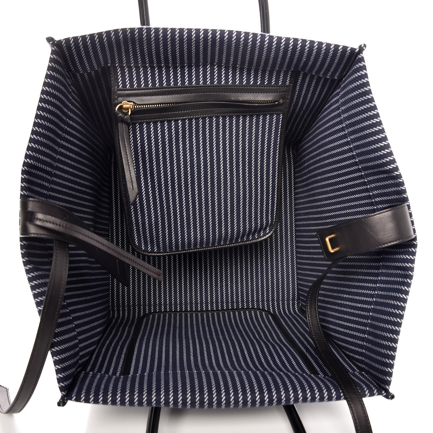 Celine Cotton Canvas Striped Medium Phantom Luggage Navy White 5 of 9