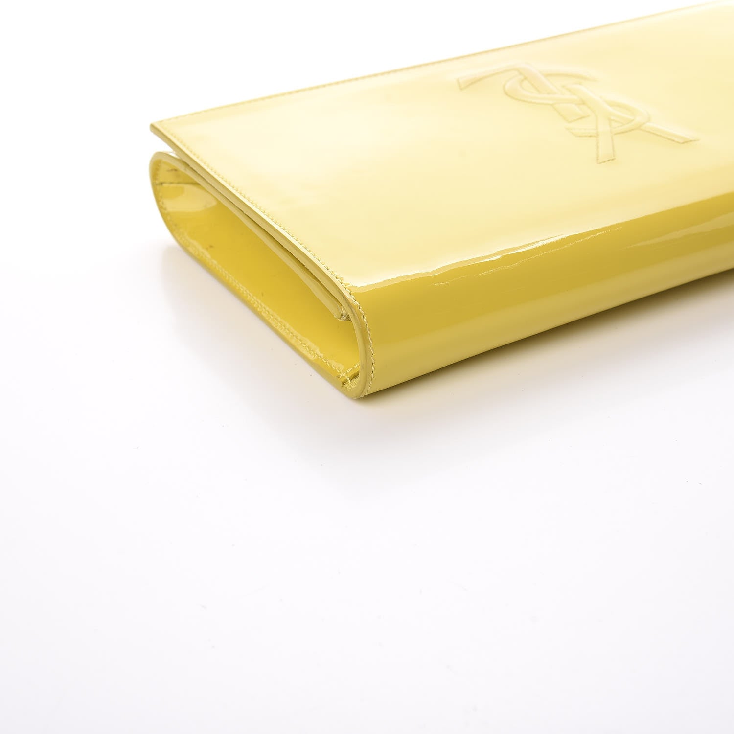 Saint Laurent Patent Calfskin Monogram Large Belle De Jour Clutch Yellow 13 of 17