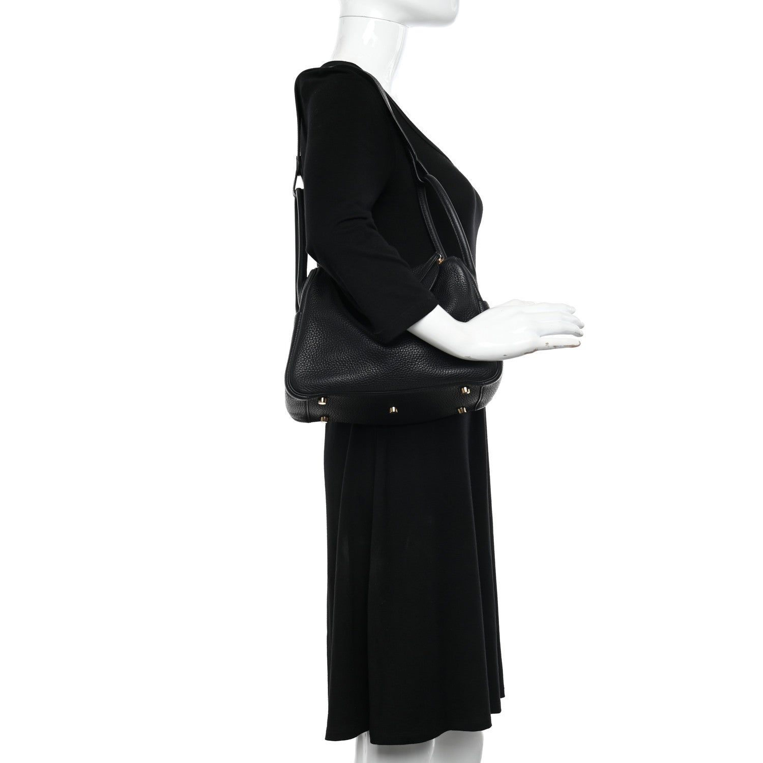 Hermes Taurillon Clemence Lindy 26 Black 3 of 12
