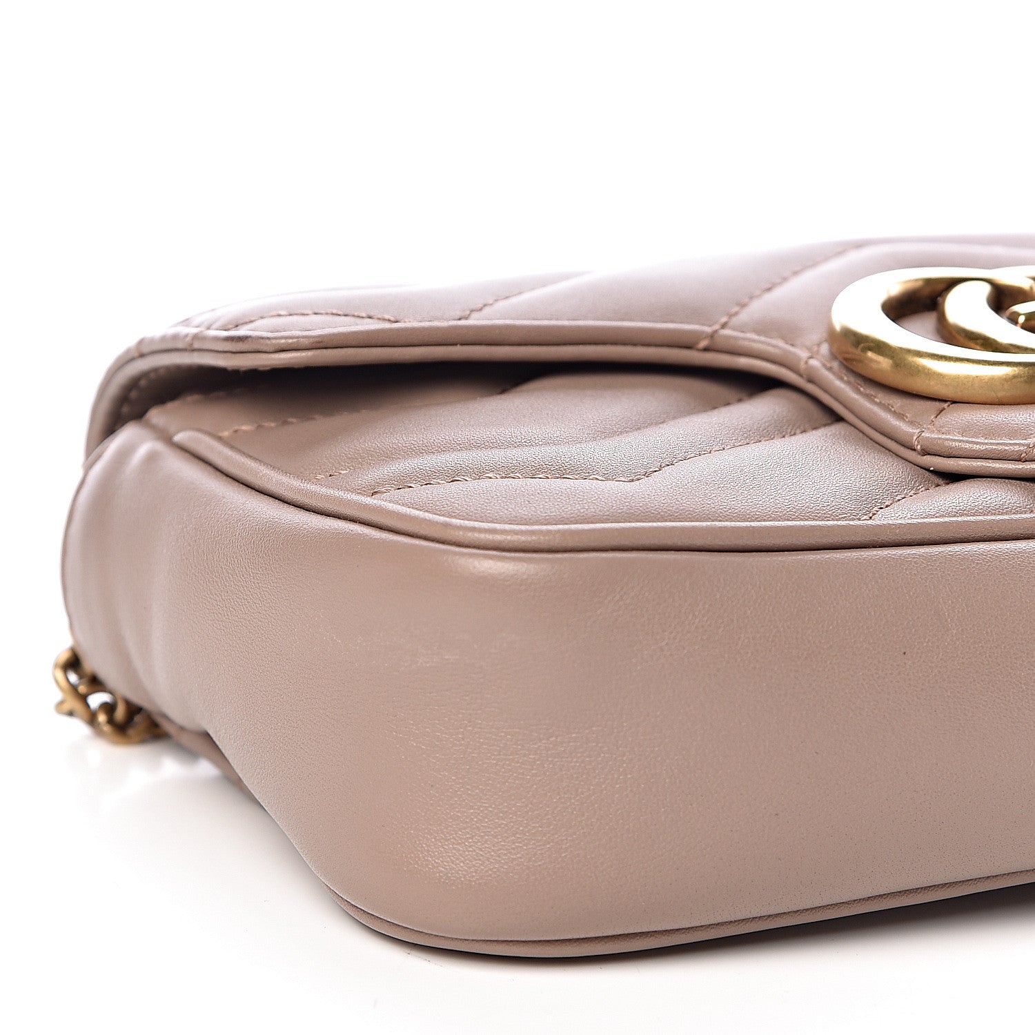 Gucci Calfskin Matelasse Super Mini GG Marmont Shoulder Bag Porcelain Rose 8 of 11