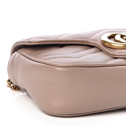 Gucci Calfskin Matelasse Super Mini GG Marmont Shoulder Bag Porcelain Rose 8 of 11
